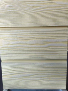 Close-up of the front view of the wall decorative wood grain board installed in Flat lay