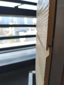 Side view of the wall decoration wood grain board installed in flat lay