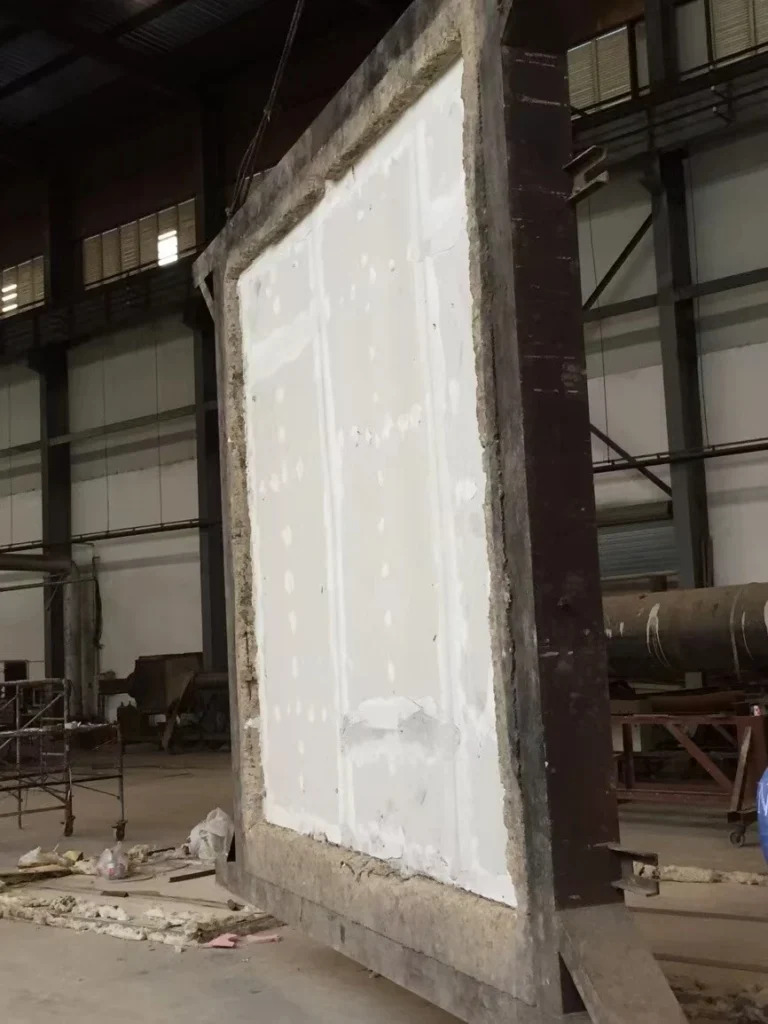 front view of fire test wall using calcium silicate fireproof board