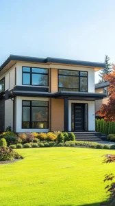 exterior of single-family home with contemporary architecture style