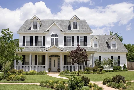 front facade of house captured in a long distance shot
