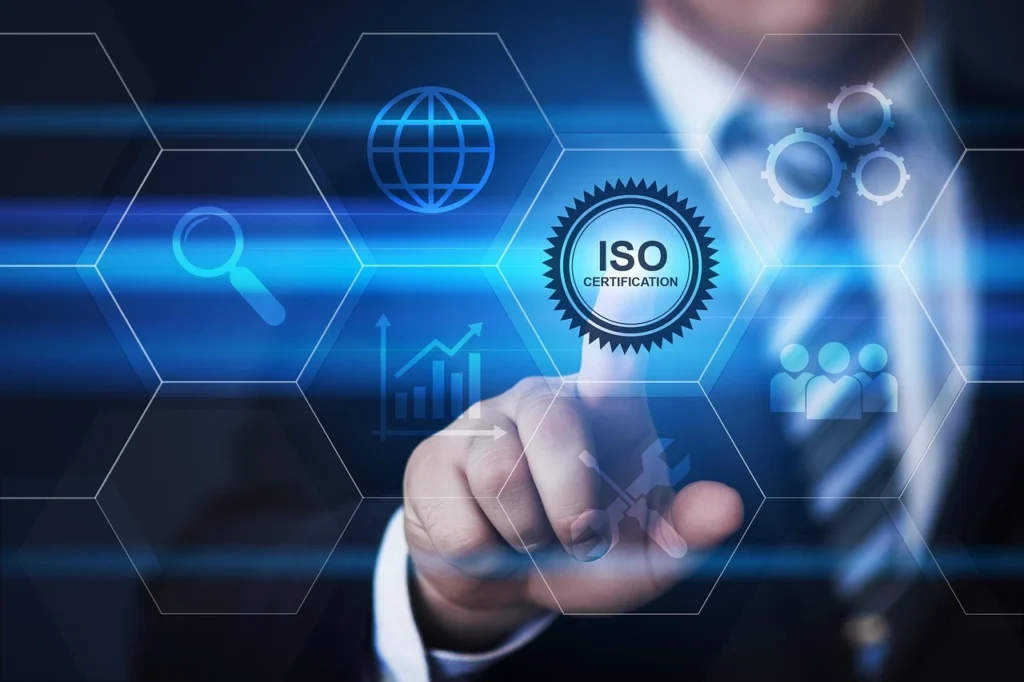 the ISO certification mark indicates compliance with international standards.