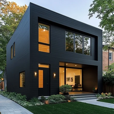modern architecture house exterior long shot