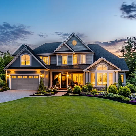 long distance shot of modern home exterior design