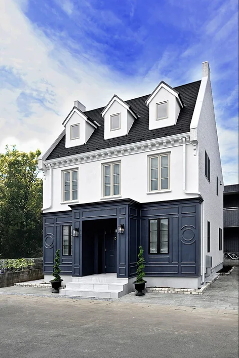 house building exterior facade long shot perspective